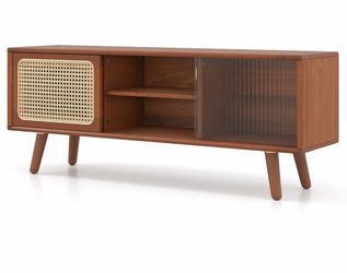TV stand entertainment center media console with sliding doors