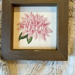 4” Just Bloom Floral Wooden Picture In Wooden Frame Inspirational 