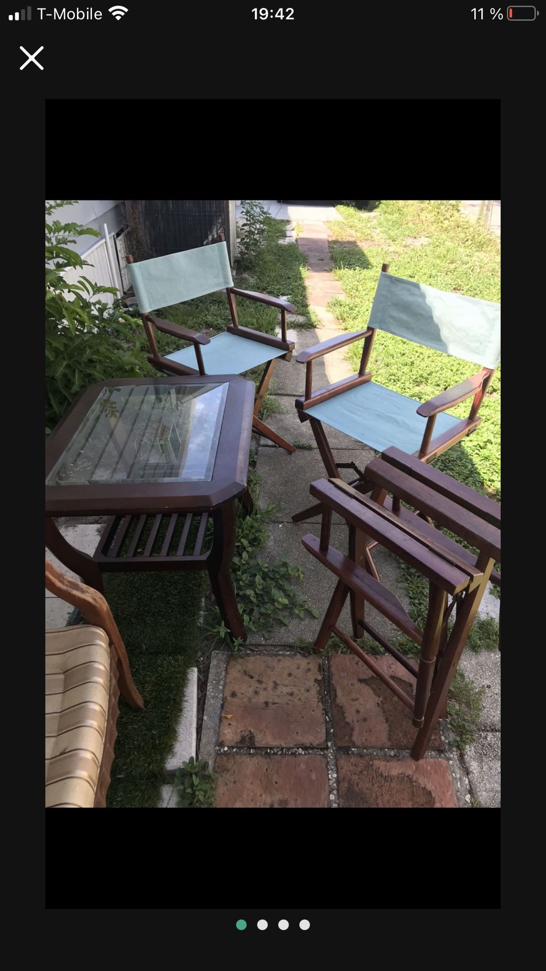 Set Thailand , Folding  Wood 4 Chairs And Wood Table $50