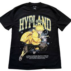 Demon Slayer Zenitsu black T-shirt with yellow accents. Size: XL