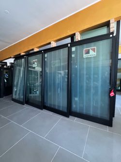 Black modern sliding glass doors 195x96”1/4