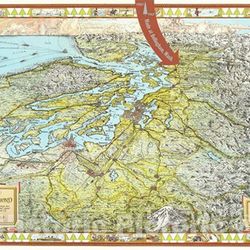 GORGEOUS PNW MAP OF WASHINGTON STATE BY KROLL MAP COMPANY 