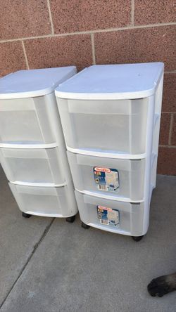 Sterilite 3 Drawer Storage Cart, Plastic Rolling Organizer with Wheels