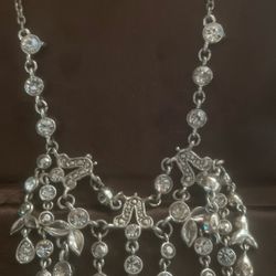  Beautiful Wedding Prom Faux Diamond Silver Toned Rhinestone Dangle Statement