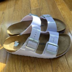 Birkenstock Arizona Patent Narrow Purple Fog Sandals Women's Size 8-8 1/2 (39)