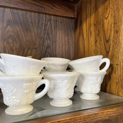 11 Heavy Milkglass Cups