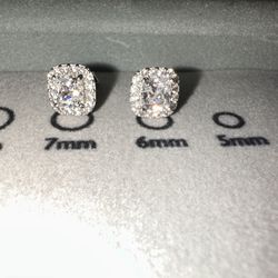 Cushion Cut Cz Earrings Sterling Silver