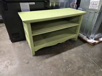 Green Painted Wood TV Stand with Shelves