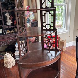 Antique Chinese Chippendale Mirrored Corner Cabinet