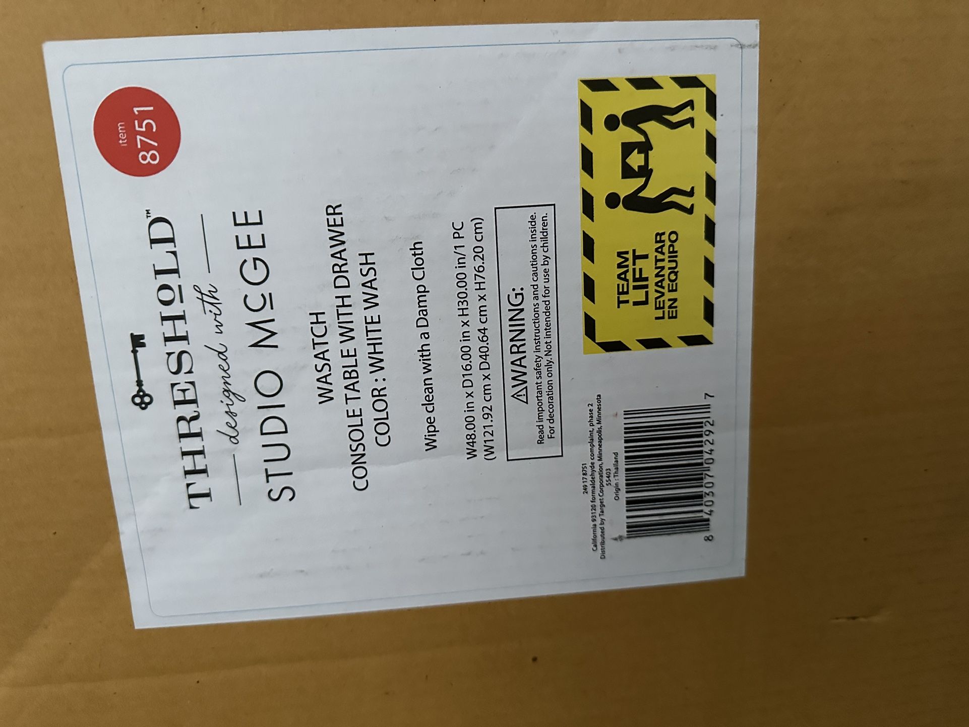 Box Never Open Table Console White Wash