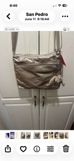 Kipling beige metallic purse
