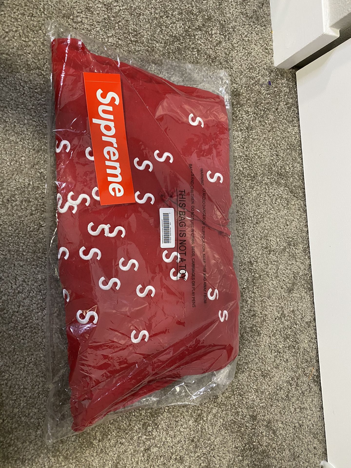 Red Supreme Embroidered “S” Hoodie