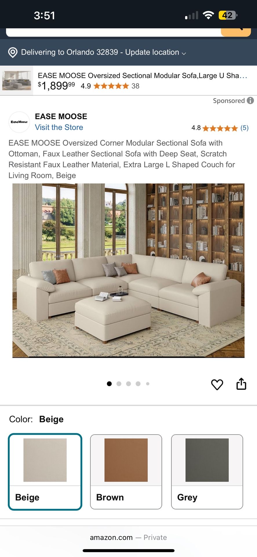 EASE MOOSE Sofa In Beige