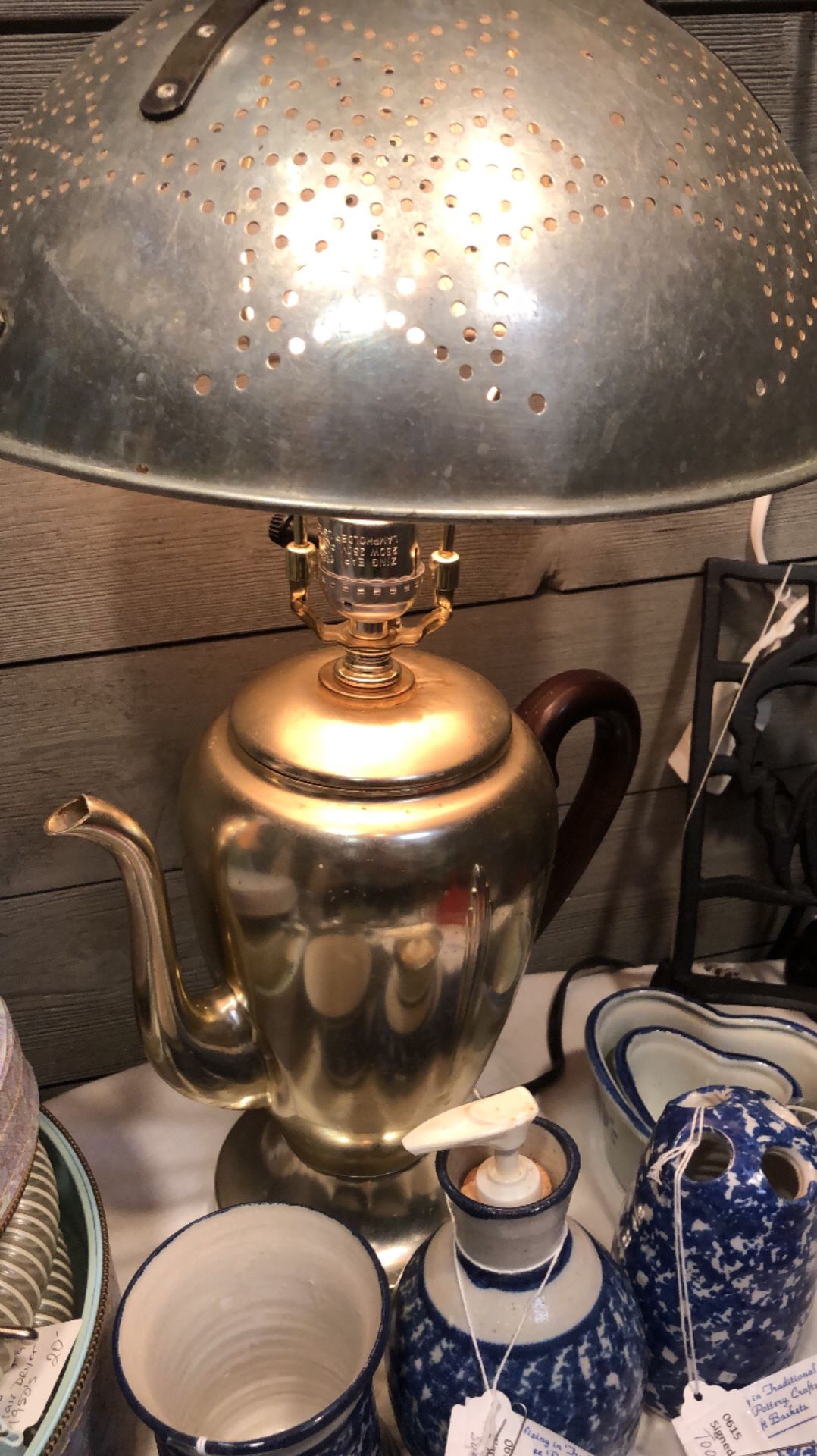 Farmhouse Style Vintage Colander/Percolator Lamp