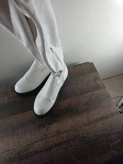 White Knee-High Boots with Side Zipper