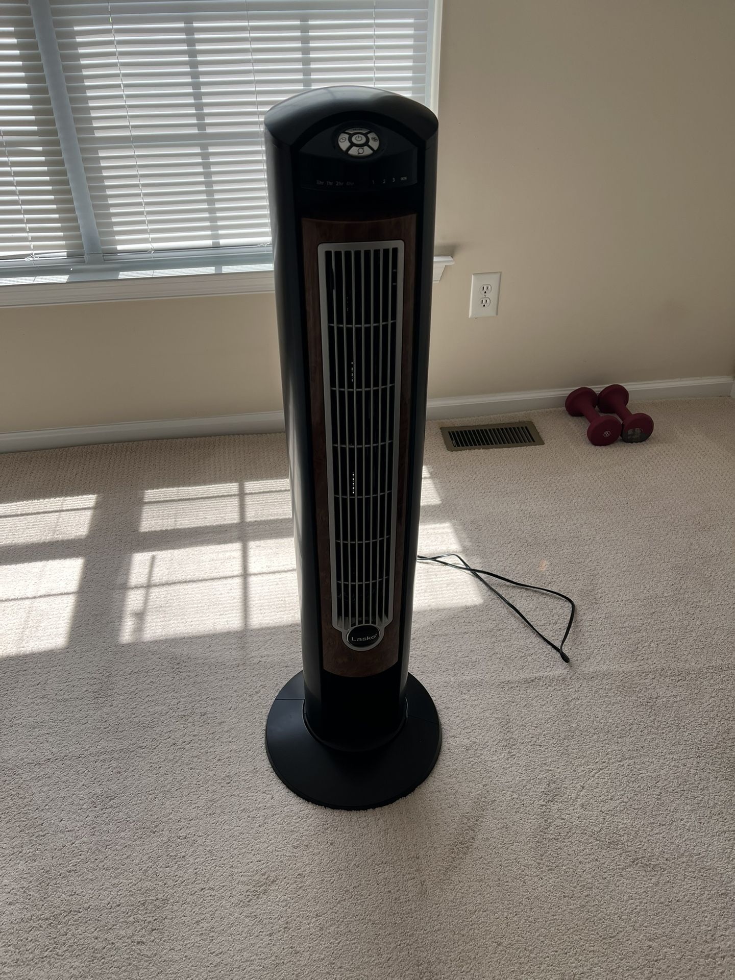 Lasko wood Panel And Black Tower Fan VGC Cleaned 