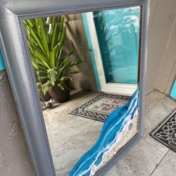 Pretty Mirror With Ocean Epoxy Silver Grey Frame 37 Long 