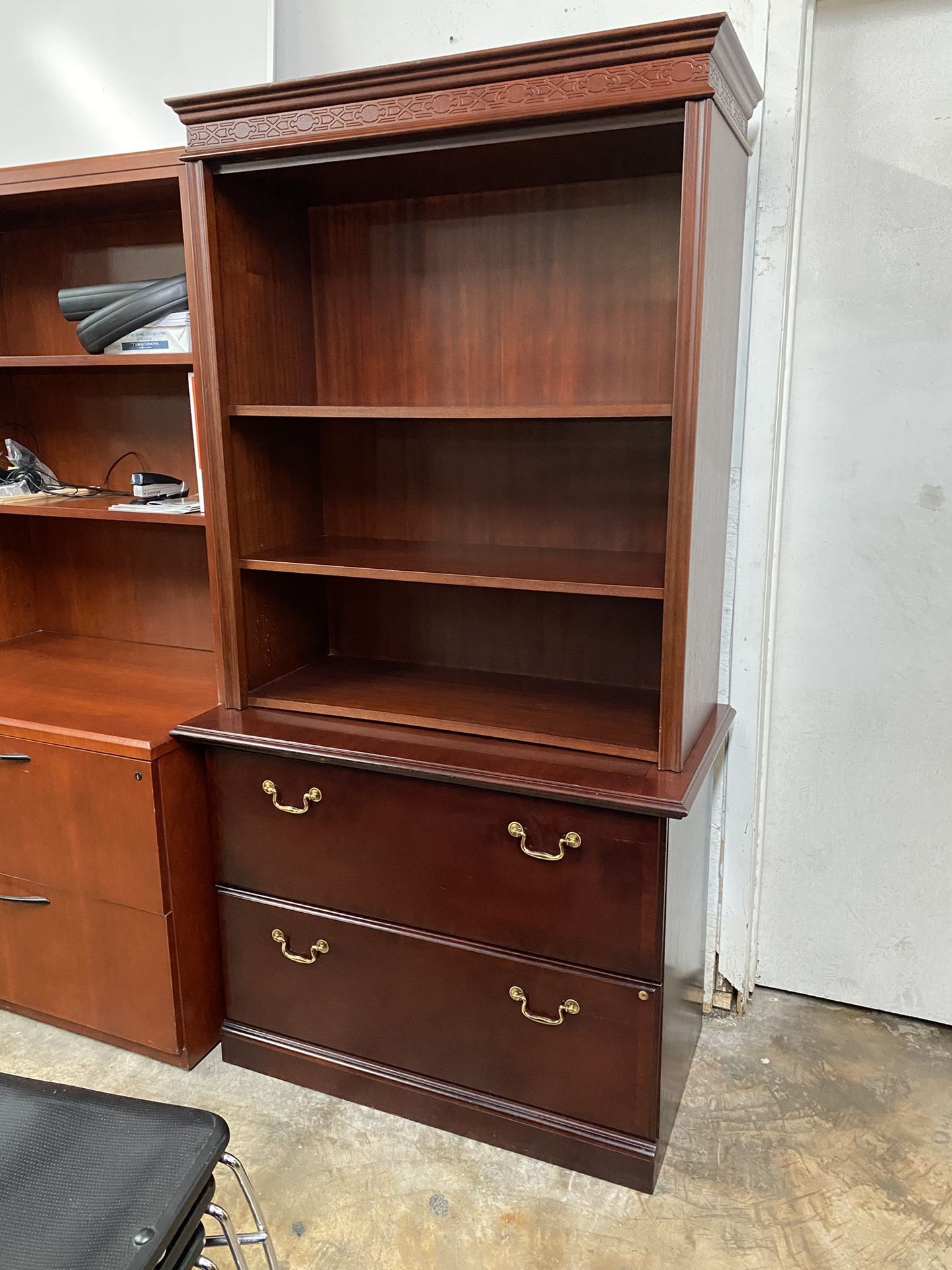 Bernhardt file cabinet with hutch