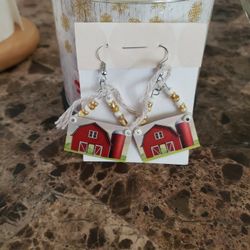 Country Barn Earrings Handmade
