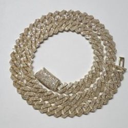 22 Inch 10k Solid Gold 10mm Diamond Cuban Link Chain 4.91 Ct Natural Diamonds 