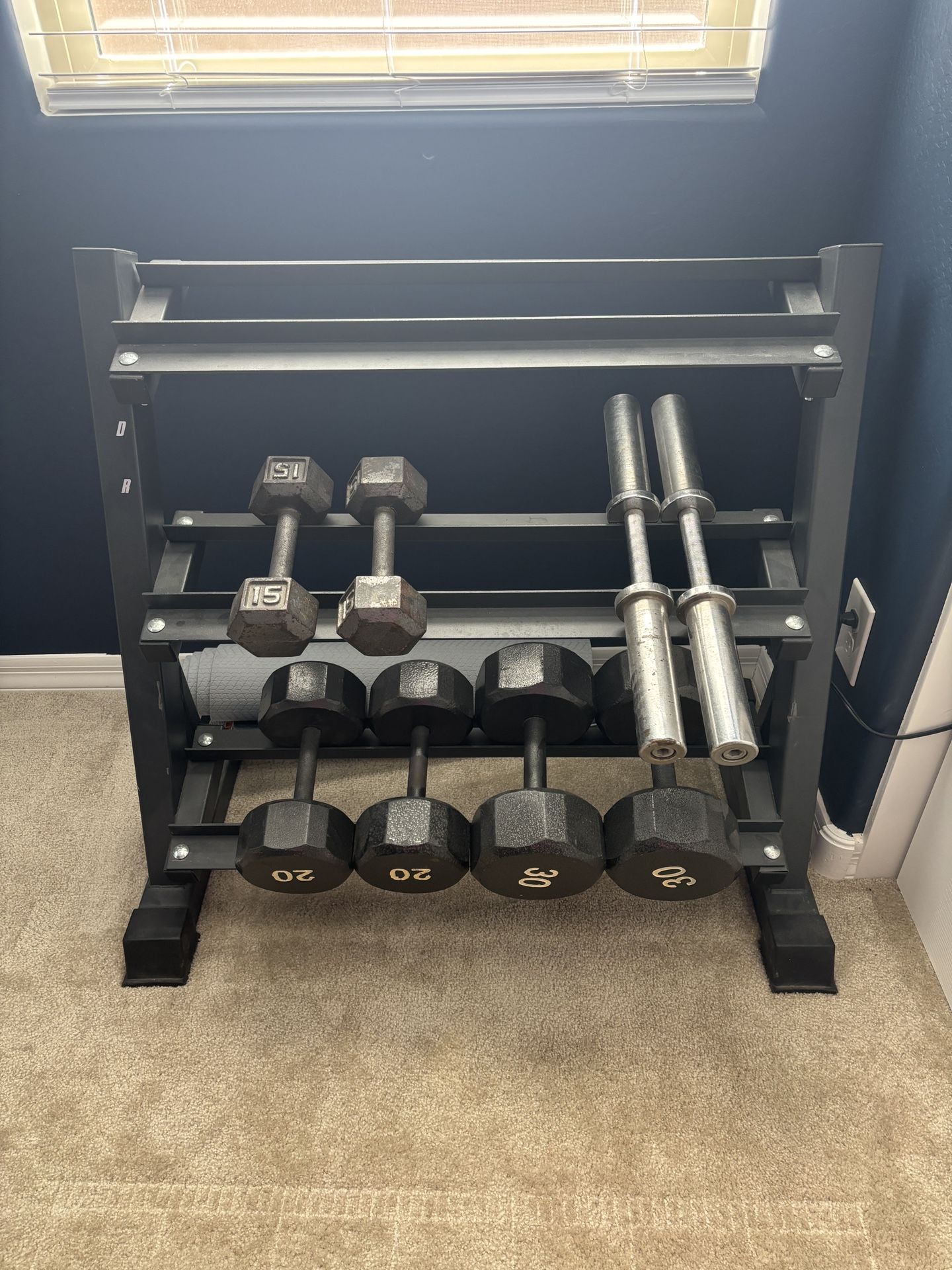 3 Tier Dumbbell Rack With 15lb 20lb 30lb Sets