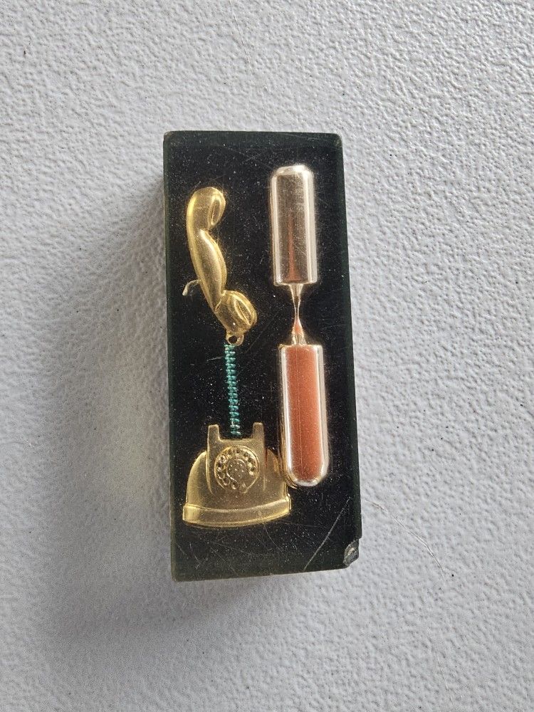Vintage Egg Timer Lucite Telephone Paperweight Retro Circa 1960s Mid Century