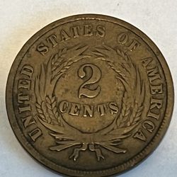 1865 2 Cent Coin. 