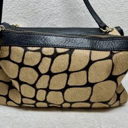 Alberta Di Canio Multi Pony Hair Animal Print Satchel Handbag Shoulder Bag Italy