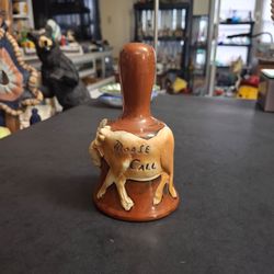 Vintage 1987 Ron Gordon Designs 3D Ceramic Moose Call Bell Distributed By Giftcraft, Toronto 5.25"H