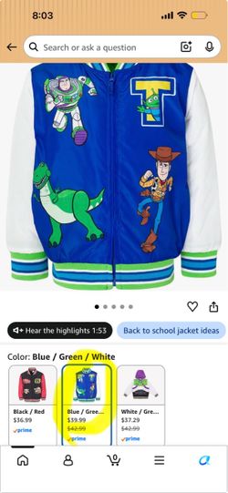 Toy story boys jacket
