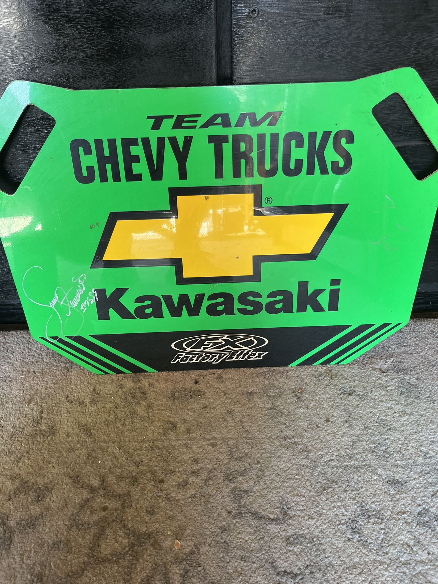 James Stewart & Ezra Lusk Autographed Motocross Pitboard