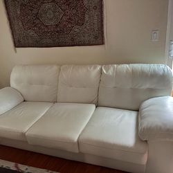 Sofa Set White Leather 