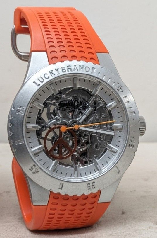 Lucky Brand Automatic Skeleton Watch - Orange Band - Limited Edition