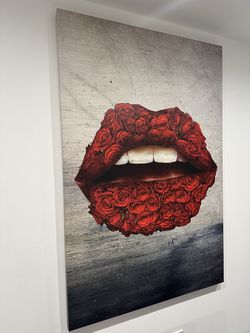 Red Rose Lips Canvas Wall Art