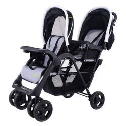 Cost Foldable Twin Baby Kids Jogger Pushchair Stroller, Foldable Design for More Convenience, Ideal to Take Twins