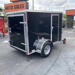 2026 Quality Cargo Enclosed Trailer 5x8SA (Black) — Wood Interior — $2,975 + Tax + Registration