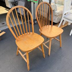 Set of 2 Solid Wood Chairs