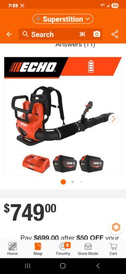 ECHO
56V 195 MPH 795 CFM Cordless Battery Backpack Blower w/Tube Throttle and (2) 5.0Ah Batteries and Dual Port Charger