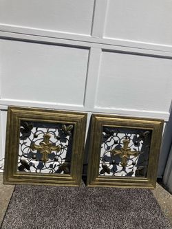 Wood framed gothic cross wall hangings