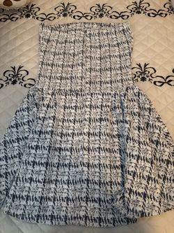 Black and White Tweed Strapless Mini Dress