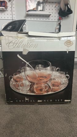 Godinger Shannon Crystal Punch Bowl Set 11-Piece Complete Set with Cups & Tray