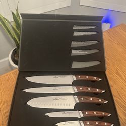$25 Firm New Brewin CHEFILOSOPHI Japanese Chef Knife Set 5 PCS with Elegant Red Pakkawood Handle Ergonomic Design,Professional Ultra Sharp Kitchen Kni