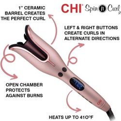 CHI Spin N Curl, Curling Iron For Healthy & Shiny Effortless Curls & Waves,