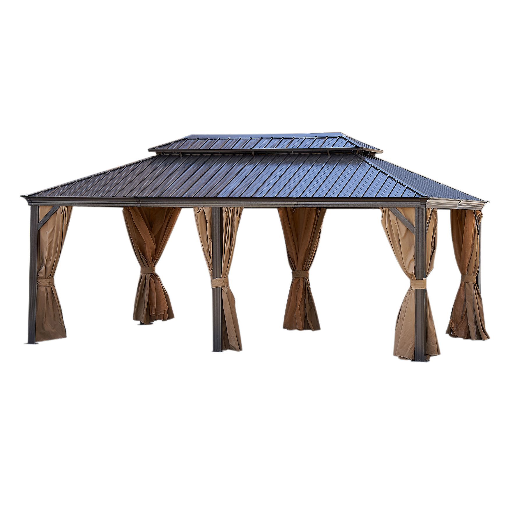 12*20FT patic gazebo,alu gazebo with steel canopy,Outdoor Permanent Hardtop Gazebo Canopy for Patio, Garden, Backyard