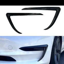 Carbon Fiber Fog Light Cover for Tesla Model 3 2017-2023 | Eyebrow Spoiler Additions, Fog Lamp Frame Blade Trim, carbon fiber 