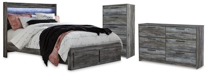 Baystorm Gray Queen Panel Storage Bed, Dresser and Chest (Online Special Price)