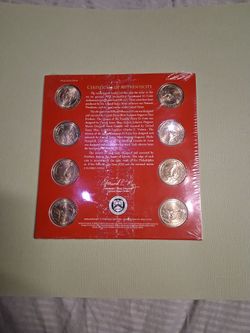 Two thousand ten presidential one dollar coin uncirculated , set total of eight in the set