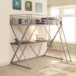 Silver Loft Bunk Bed with Desk (NO CREDIT CHECK FINANCING AVAILABLE)