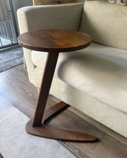 Handmade Walnut C Shape End Side Table