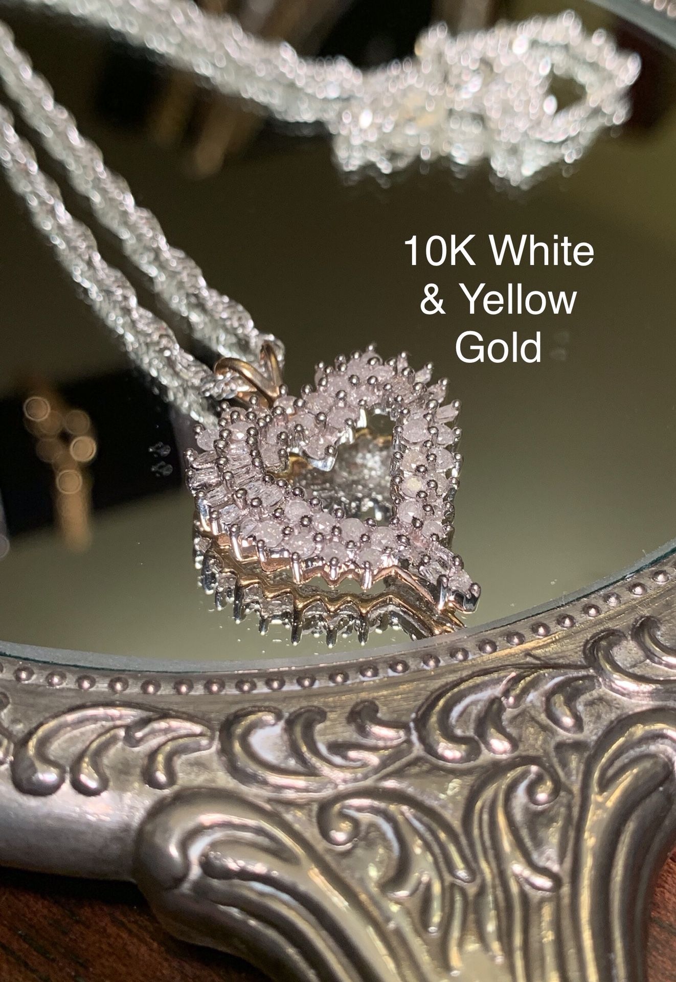 10K Gold 1 CT Open Heart Diamond Pendant